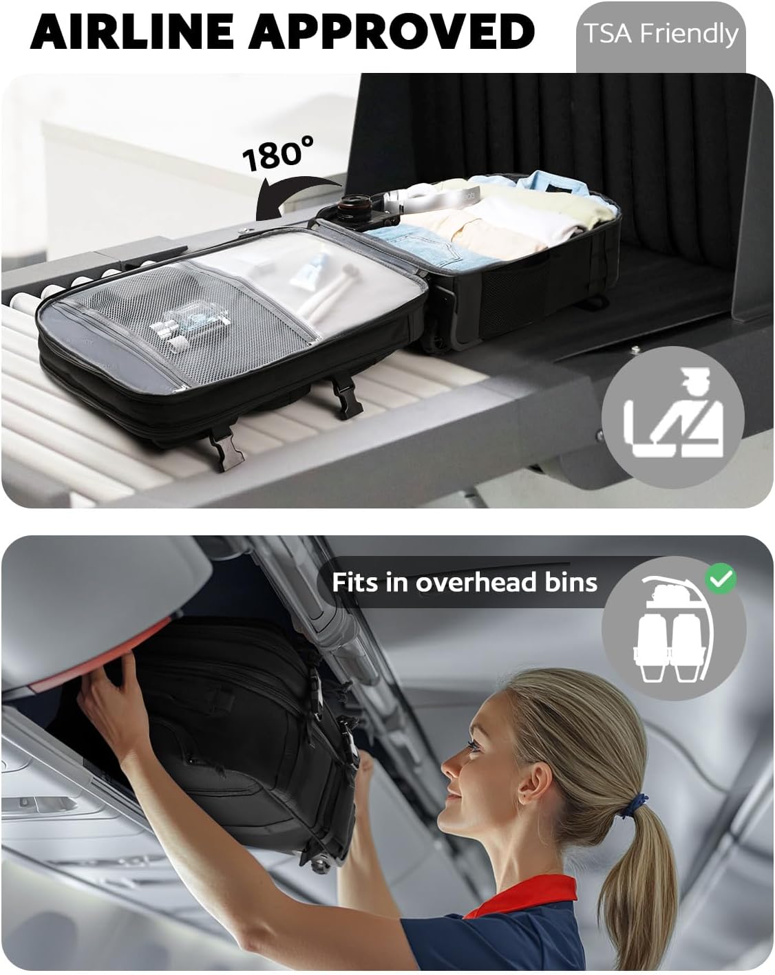 Rolling Tactical Laptop Backpack, 17 Inch Wheeled Military Computer Backpack for Men and Women, Roller Carry on Luggage for Work Travel, Overnight Molle Outdoor Hiking Bag with Wheels, Black